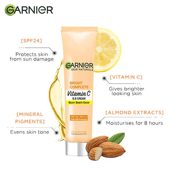 Garnier Bright Complete Vitamin C  Beauty Benefit Cream Spf 24/PA+++ Uva/Uvb Protection For All Skin Types 18gm - Bb & Cc Creams