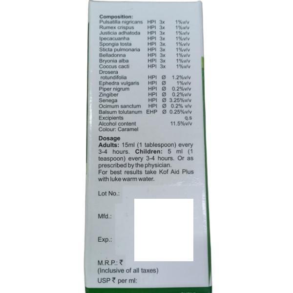 Bakson's Kof Aid Plus Cough Syrup 450 ml - Speciality Medicine