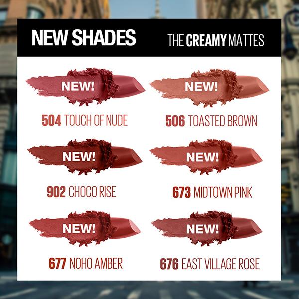 Maybelline New York Color Sensational The Creamy Mattes 677 Noho Amber 3.9gm - Lipsticks