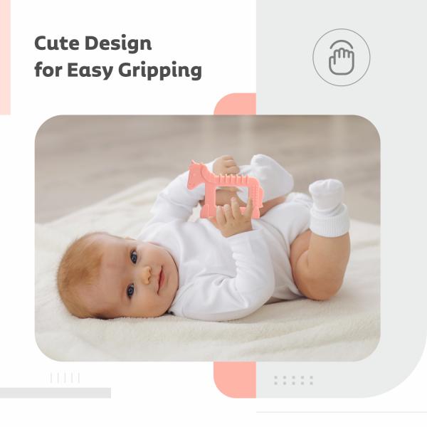 R for Rabbit Tiny Bites Safari Silicone Teether - Orange 1's - Feeding & Nursing