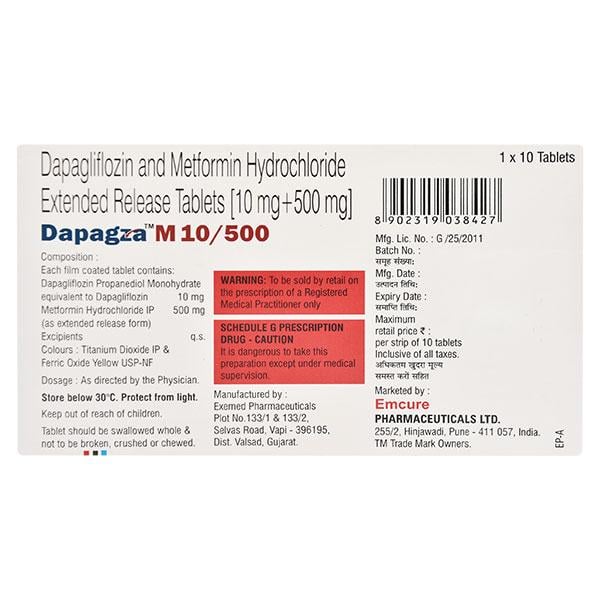DAPAGZA M 10/500 Tablet 10's - Diabetes-Ant