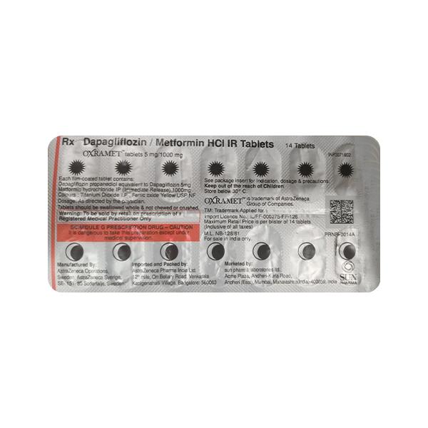 Oxramet 5/1000Mg Tablet 14's - Diabetes-Ant