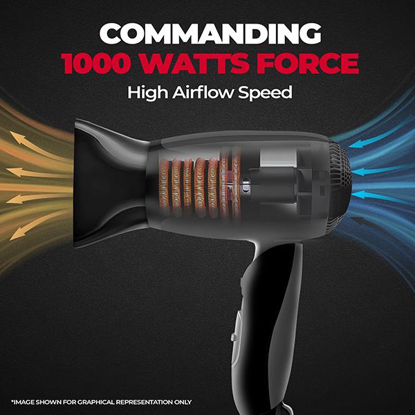 Beardo Style Cannon Ultra Compact Hair Dryer for Men, Powerful 1000W Airflow 1's - Hair Dryers