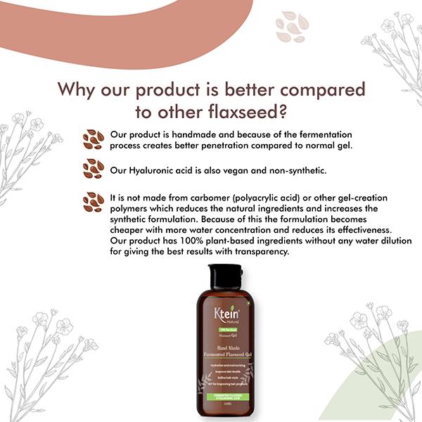 Ktein Natural 100% Plant Based Fermented Flaxseed Gel 200 ml - Hair Gels & Waxes