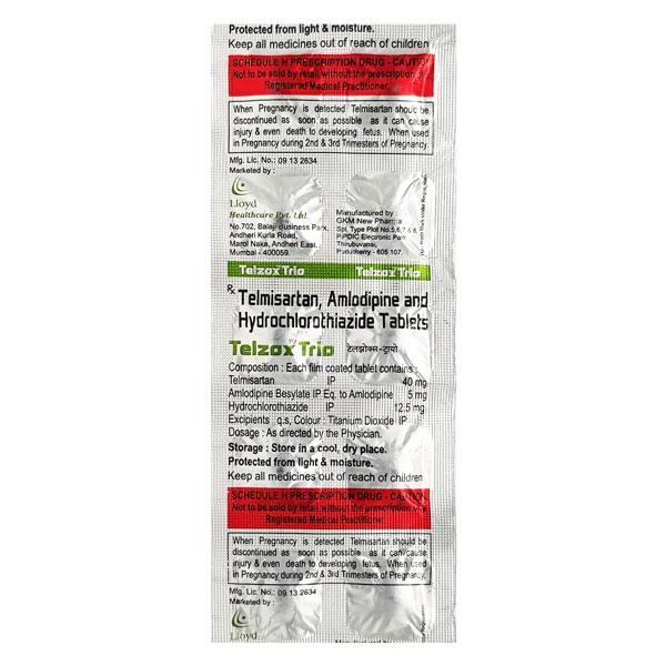Telzox Trio 40mg Tablet 10'S - Hypertension-Ang