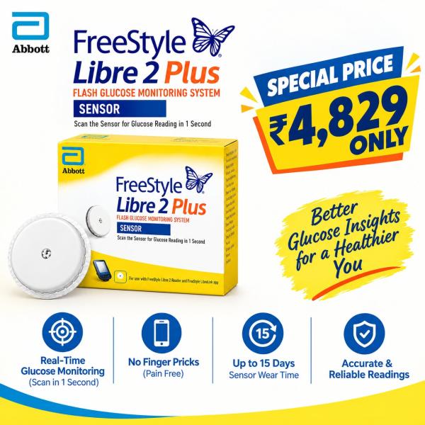 Netmeds | FreeStyle Libre 2 Plus Continous Glucose Monitoring System Sensor Device 1's