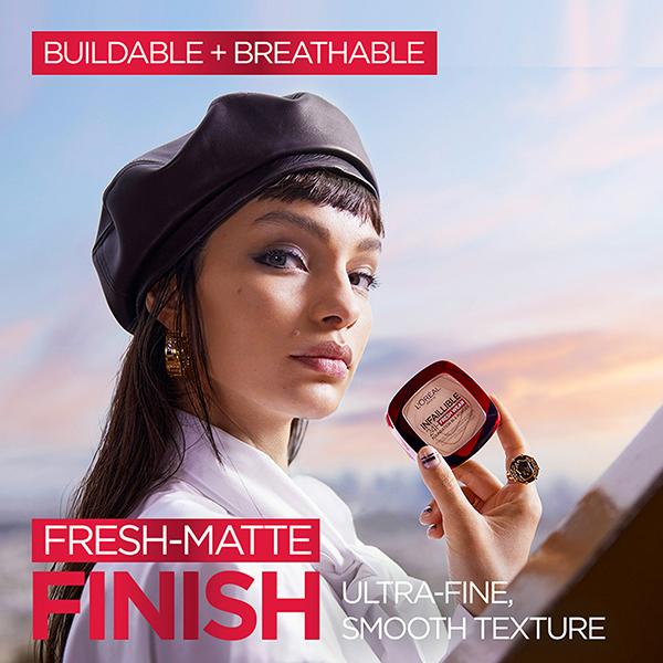 L'Oreal Paris Infallible 24H Fresh Wear Foundation In A Powder, 180 Rose Sand 9 gm - Compact Powder