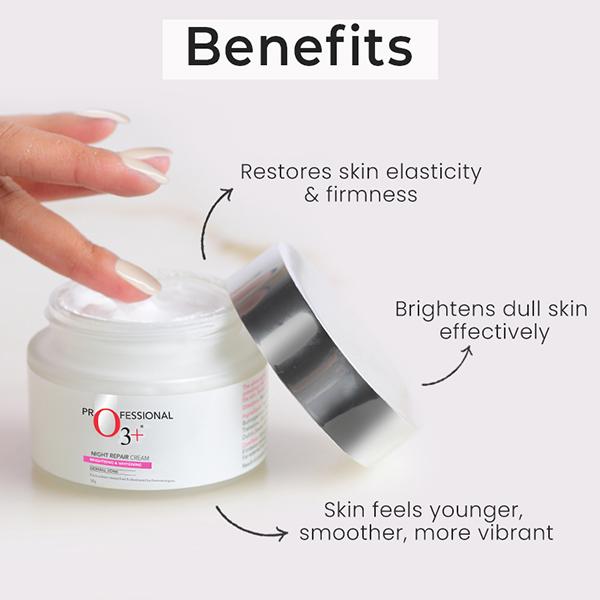 Professional O3+ Dermal Zone Night Repair Cream - Brightening & Whitening 50 gm - Night Cream