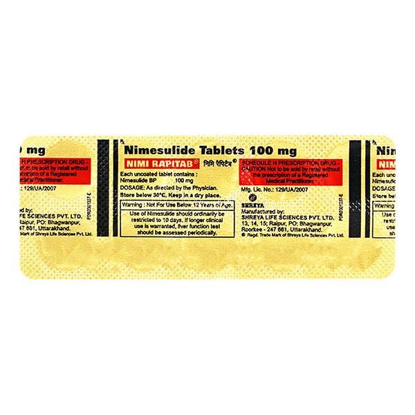 Nimi Rapitab 100mg Tablet 10'S - Pain relief-Nsa