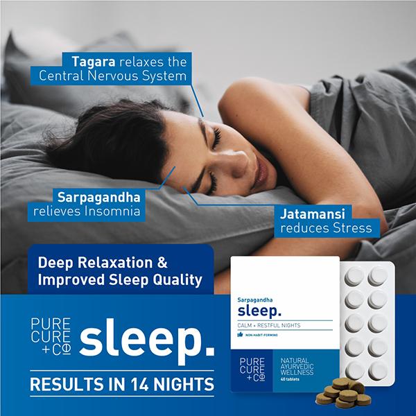 Pure Cure+Co. Sarpagandha Sleep+Restful Nights Tablets 40's - Others