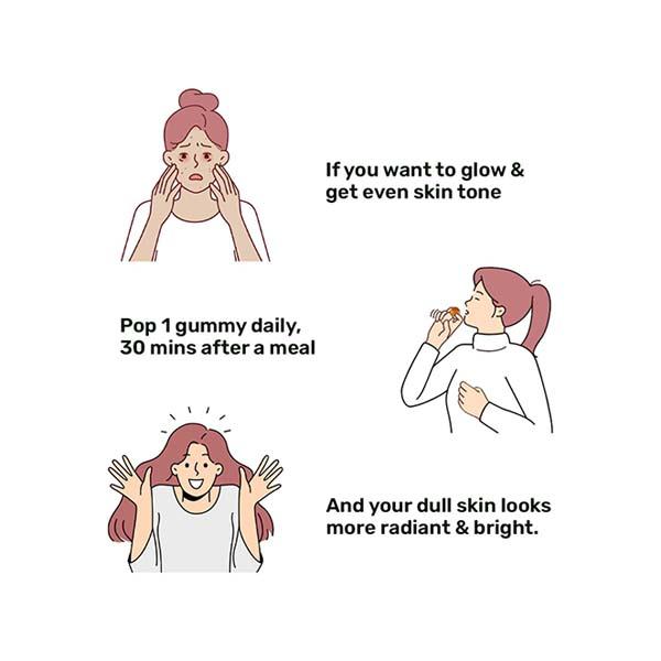 Whats Up Wellness Glutathione - Glow Gummies, Radiant and Youthful Skin, No Added Sugar - 30 Day, 30 Gummies 1's - Hair & Skin