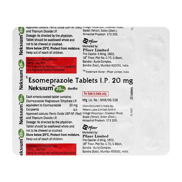 NEKSIUM 20mg Tablet 15's - Ulcer/Reflux/Flatulence-Aaa
