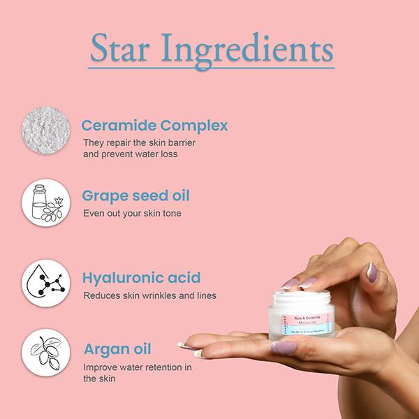 Glamveda Korean Glass Skin Rice & Ceramide Moisturizer Skin Barrier Building & Nourishing 50 ml - Face Moisturizers