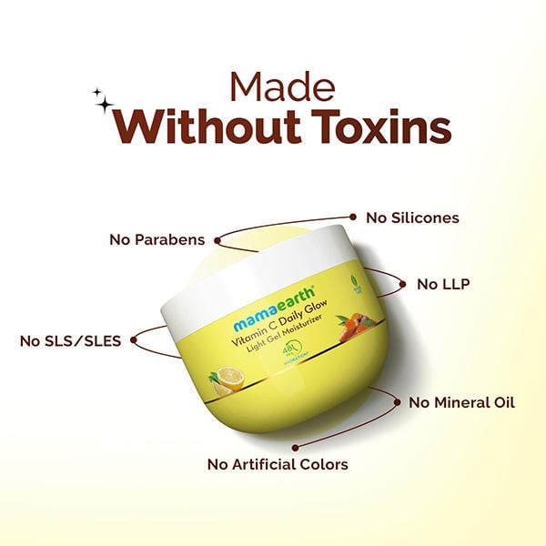 Mamaearth Vitamin C Daily Glow Light Gel Moisturizer with Vit C Turmeric for Skin Brightening 200 gm - Face Moisturizers