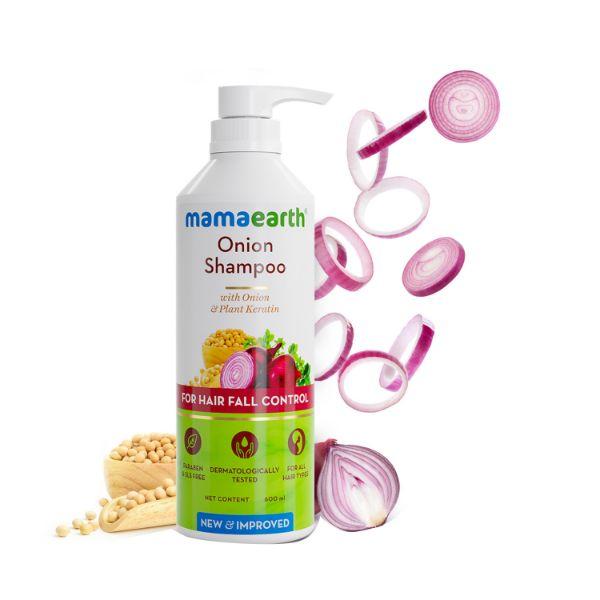 Mamaearth Onion Shampoo for Hair Fall Control with Onion & Plant Keratin 600ml - Shampoos