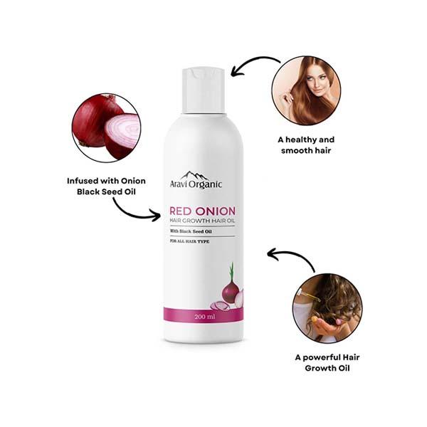 Aravi Organic 100% Pure Onion Hair Growth Carrier Hair Oil 200 ml - Hair Oils