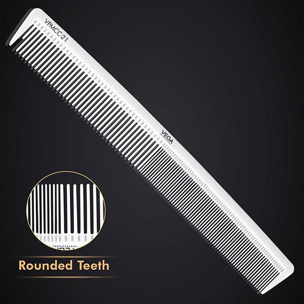 Vega Professional Cutting Comb 7.25' (Carbon Anti-Static White Line Hair Comb) (VPMCC-21) 1's - Hair Combs