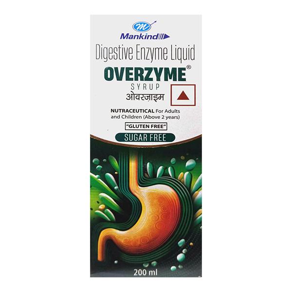 Netmeds | OVERZYME GLUTEN & SUGAR FREE NUTRACEUTICAL Syrup 200ml