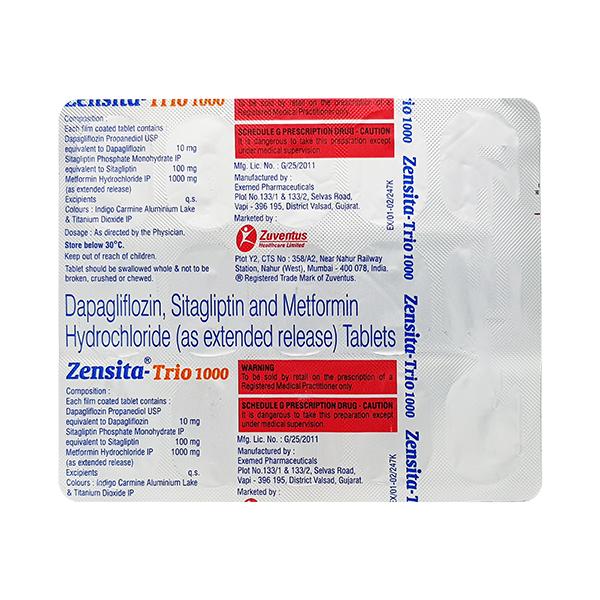 ZENSITA TRIO 1000 Tablet 15's - Diabetes-Ant