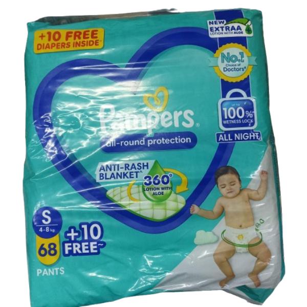 Netmeds | Pampers All Round Protection Anti Rash Blanket Diaper Pants (S) (68's + 10's Free) 78's
