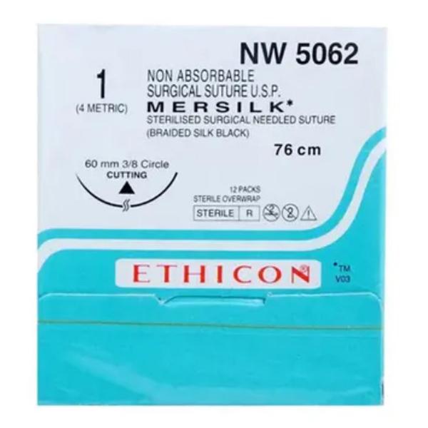Mersilk 1 (4 metric) (76 cm) NW 5062 (cutting) 60 mm 3/8 Circle - Sutures