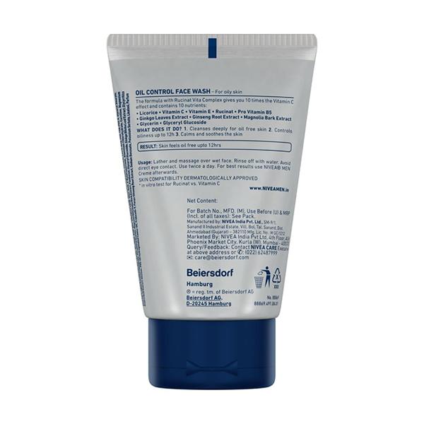 Nivea Men Oil Control 10X Vitamin C Effect Face Wash 50 gm - Face Wash & Cleansers