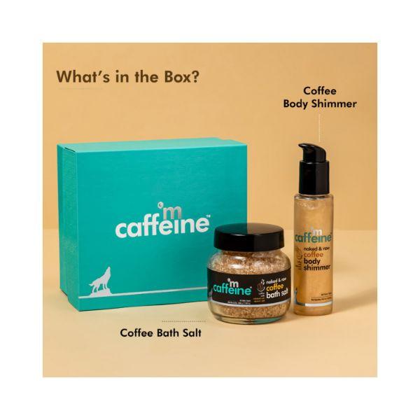 mCaffeine Coffee Shower to Shine Body Gift Kit Stress Relieving Epsom Bath Salt & Body Shimmer 305 ml - Bath Salts