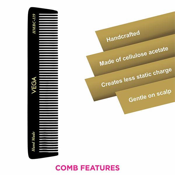 Vega Dressing Hair Comb for Men and Women, Black (VC2HMBC-119) 2's - Hair Combs