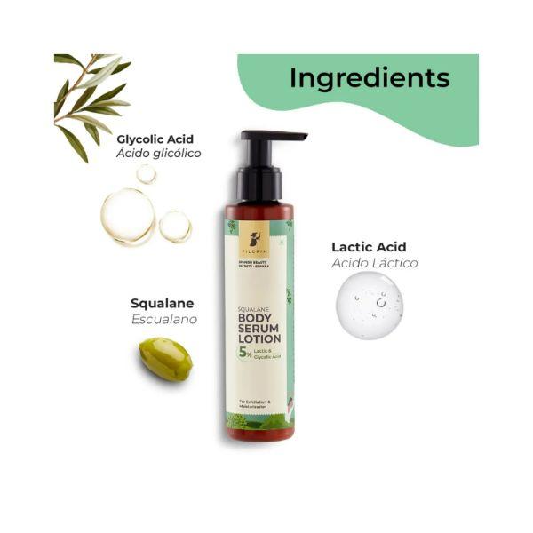 Pilgrim Squalane 5% Lactic &glycolic Acid Body Serum Lotion for Exfoliation & Hydration 150 ml - Lotions & Creams