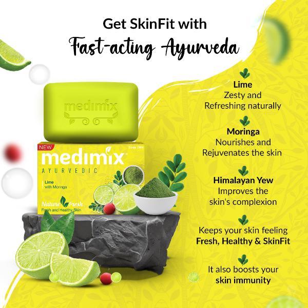 Medimix Ayruvedic Lime With Moringa Soap (Pack Of 4 x 125 g) + 125 g Free - Personal Care (Ayush)