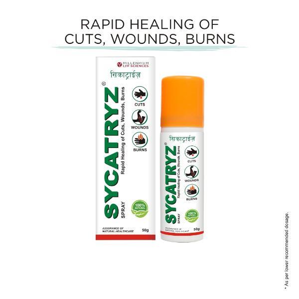 Millennium Lyf Sciences Sycatryz Rapid Healing Of Cuts,Wounds,Burns Spray 50 gm - Pure Herbs