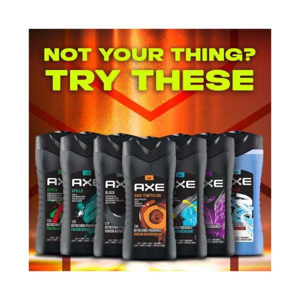 Axe Dark Temptation Dark Chocolate Scent Parfuk De Chocolate Noir 3 In 1 Body Face and Hair Wash 250ml - Shower Gels & Body Wash