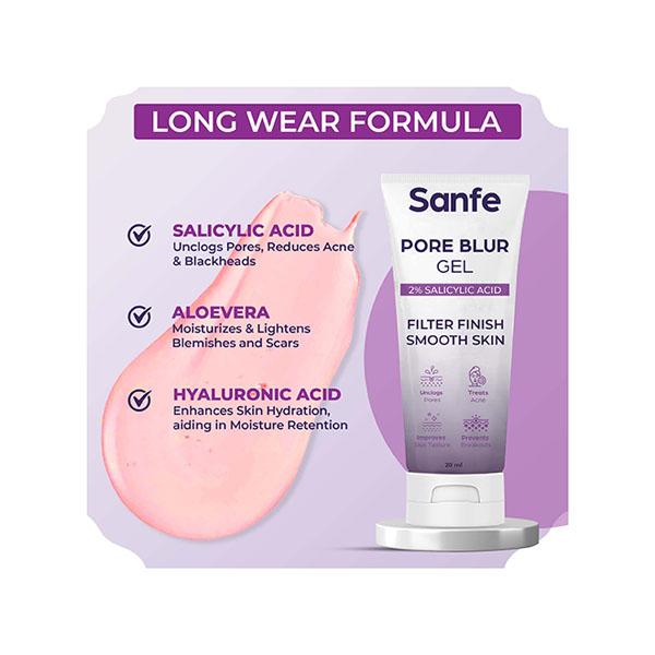 Sanfe Pore Blur Gel 2% Salicylic Acid and Hyaluronic Acid Treats Acne, Prevents Breakouts 20 gm - Face Gels