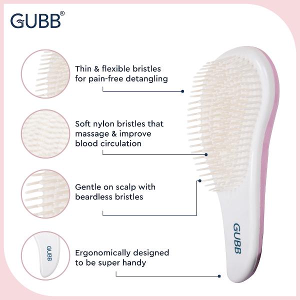 GUBB Mini Detangling Brush for Pain Free Detangling & Styling, Detangler Hair Brush 1's - Hair Brushes