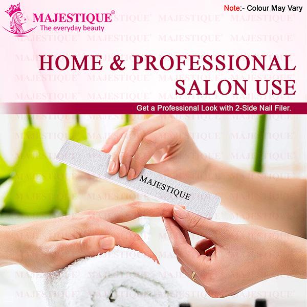 Majestique Flat Nail File Double Sides for Perfectly Shaped and Smooth Nails - Color May Vary 1's - Manicure & Pedicure Kits