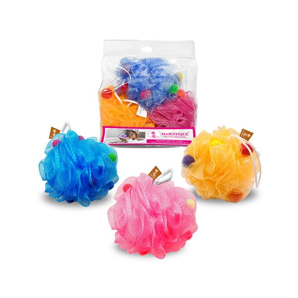 Netmeds | Majestique Premium Large Size Loofas with Active Spheres, 55g Each Body Wash Sponge - Multicolor 1's