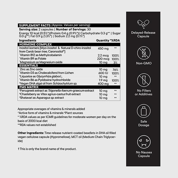 Wellbeing Nutrition Slow PCOS Supplement Veg Capsules for Women Caronositol, Weight Management 1's - Women Health