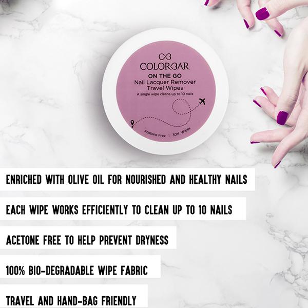 Colorbar On The Go Nail Lacquer Remover Wipes Rainbow Bouquet - 30's - Nail Polish Remover