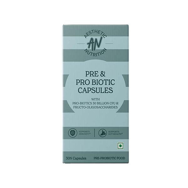 Aesthetic Nutrition Pre and Probiotic Capsules With Fructo-Oligosaccharides, Bifidobacterium, And Streptococcus Thermophilus 60 Capsules 1's - Multi-Vitamins
