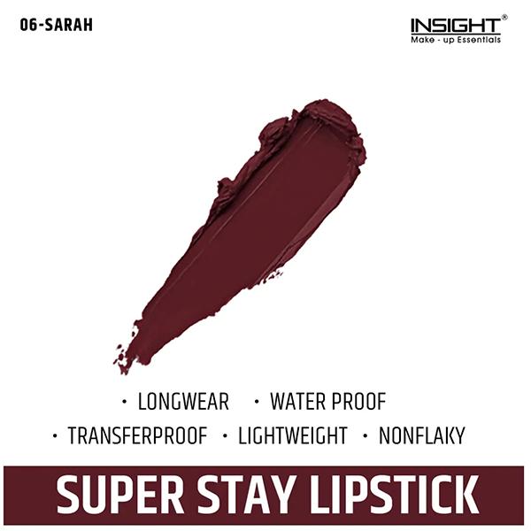 Insight Cosmetics Super Stay Lipstick - Sarah (06) Infused with Argan & Vitamin E Oil 7gm - Lipsticks