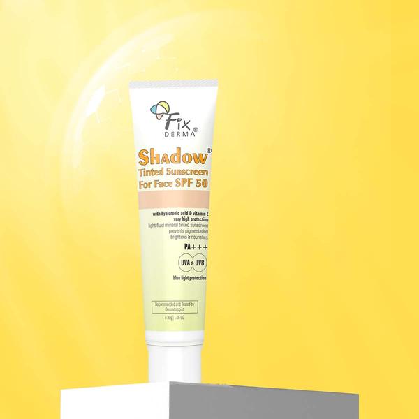 Fixderma Shadow Tinted Sunscreen Tan SPF 50 PA+++ - UVA & UVB Protection, All Skin Types 30 gm