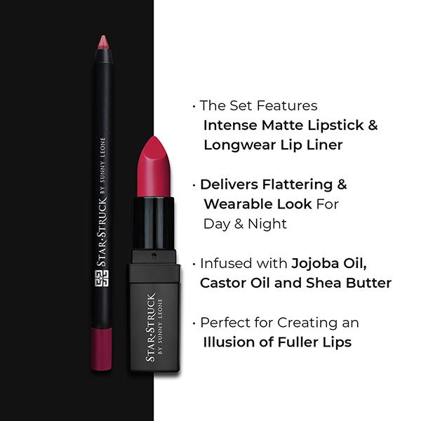 Star Struck By Sunny Leone Rooberry Lip Kit (Lipstick + Lip Liner) 2's - Liquid Lipsticks