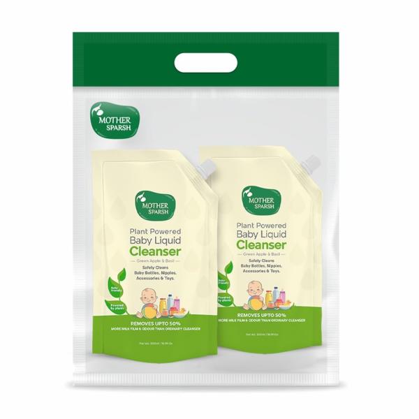 Netmeds | Mother Sparsh Natural Baby Liquid Cleanser Cleanser For Baby Bottles, Nipples, Refill Pack 1000 ml