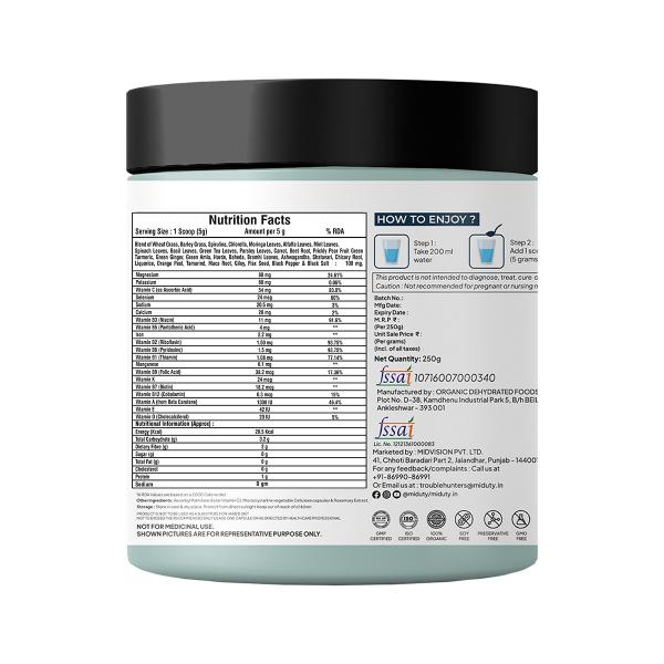 Miduty Organic Super Greens Powder 250 g - Weight Loss