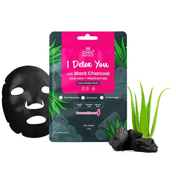 Chicnutrix Korean Black Charcoal Face Sheet Mask 1's - Masks & Peels