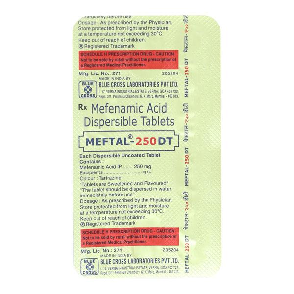 Meftal DT 250mg Tablet 10'S - Pain relief-Nsa