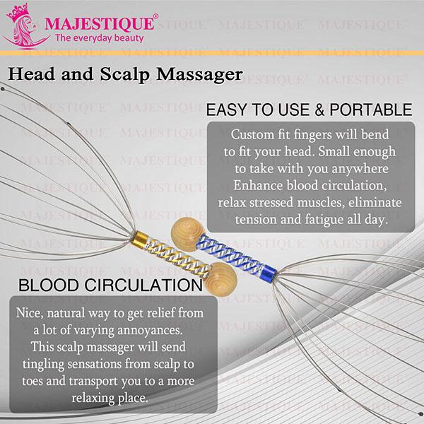 Majestique Head and Scalp Massager, Handheld Head Massage Tingle Stress Relief - Color May Vary 1's - Others