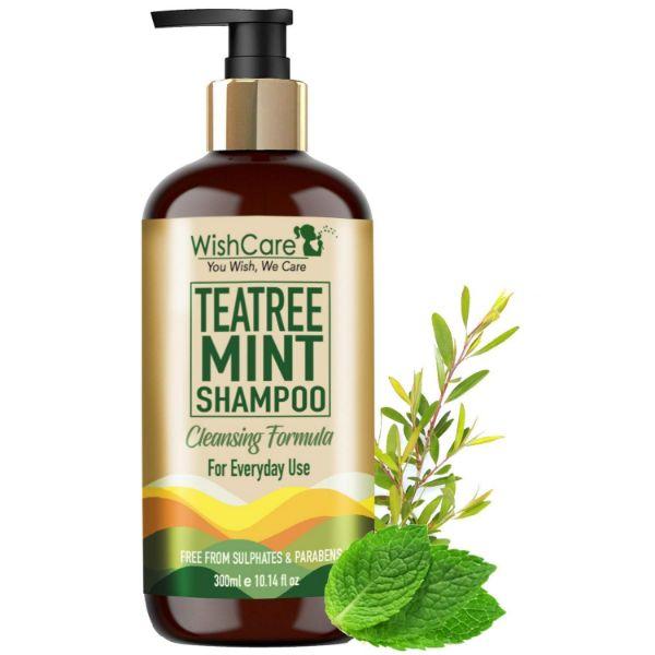 WishCare Tea Tree Mint Shampoo - Anti Dandruff Shampoo - Cleansing Formula 300 ml - Shampoos