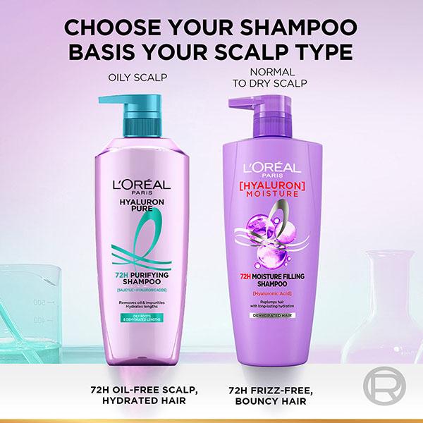 L'Oreal Paris Hyaluron Pure 72H Purifying Shampoo for Fresh Scalp & Hydrated Hair 800 ml - Shampoos