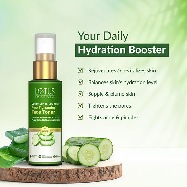 Lotus Botanicals Cucumber & Aloe Vera Pore Tightening Face Toner, For All Skin Types 50 ml - Toners
